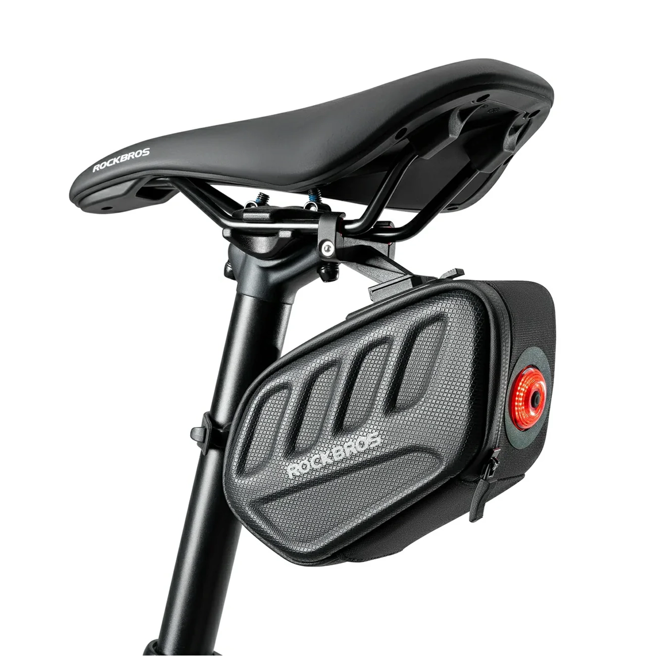 Rockbros C61 velosipēda sēdekļa soma ar viedo aizmugurējo lukturi 0.45L - melna