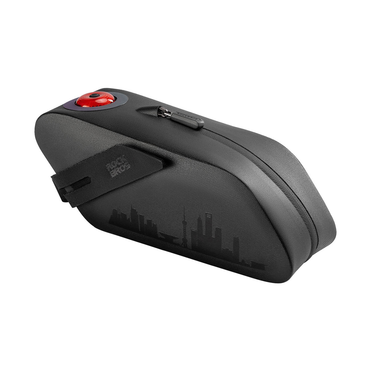 Rockbros AS-078-1 velosipēda sēdekļa soma ar viedo aizmugurējo lukturi 0.8L - melna