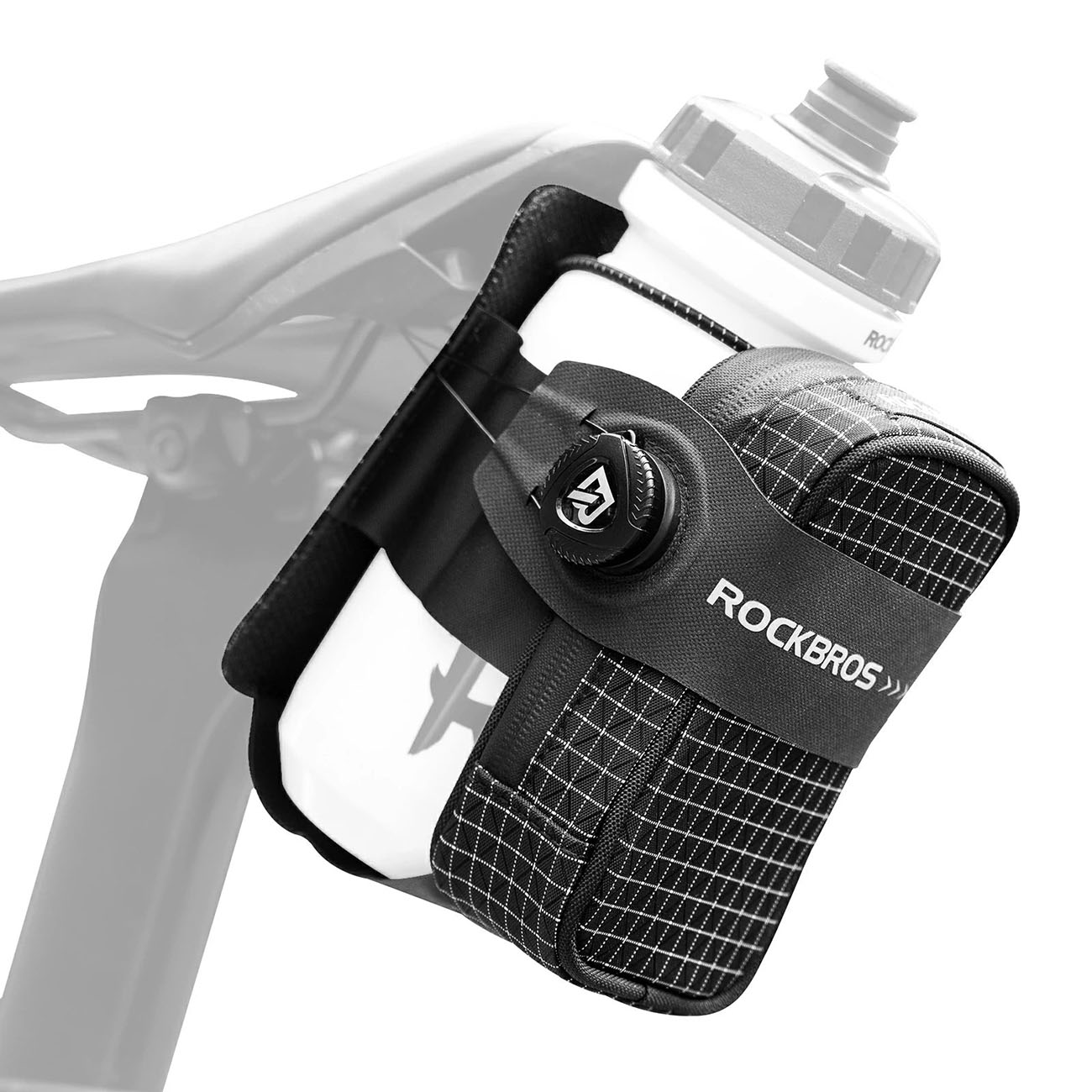 Rockbros P010 0.2L velosipēda sēdekļa soma ar 0.6L pudeles turētāju - melna