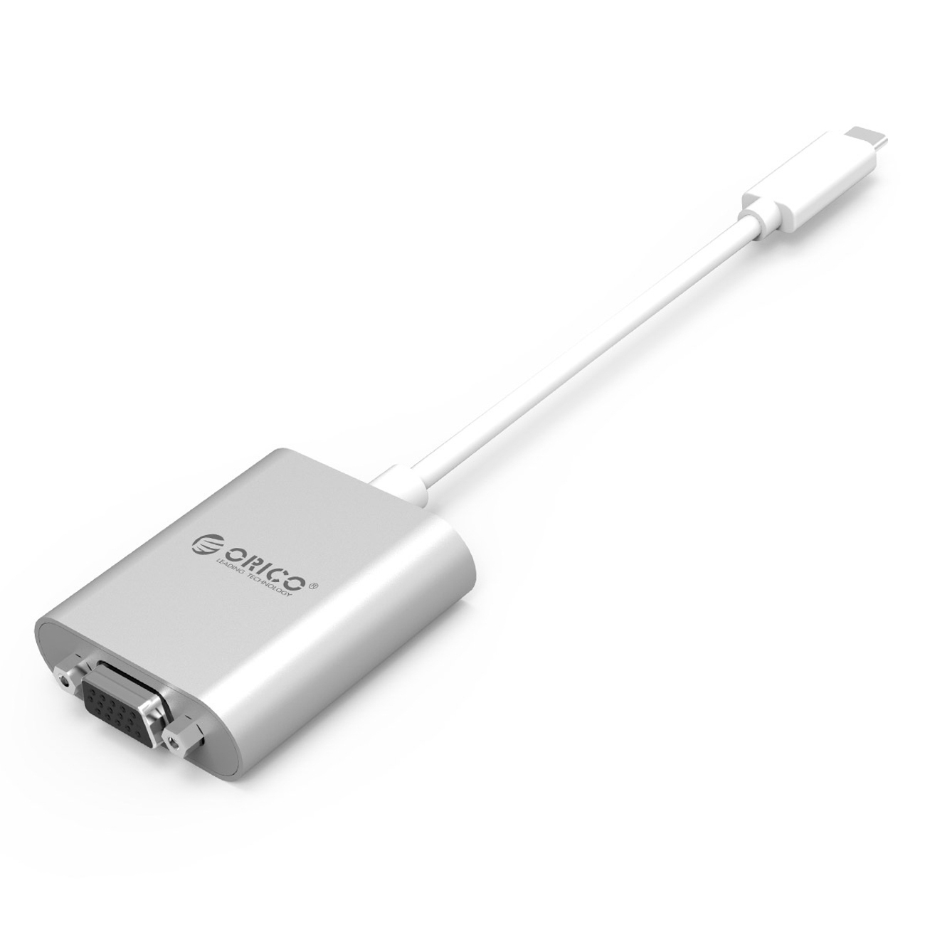 Orico PTAV adapteris USB-C–VGA un 3,5 mm, Full HD, 0,15 m – sudraba krāsas