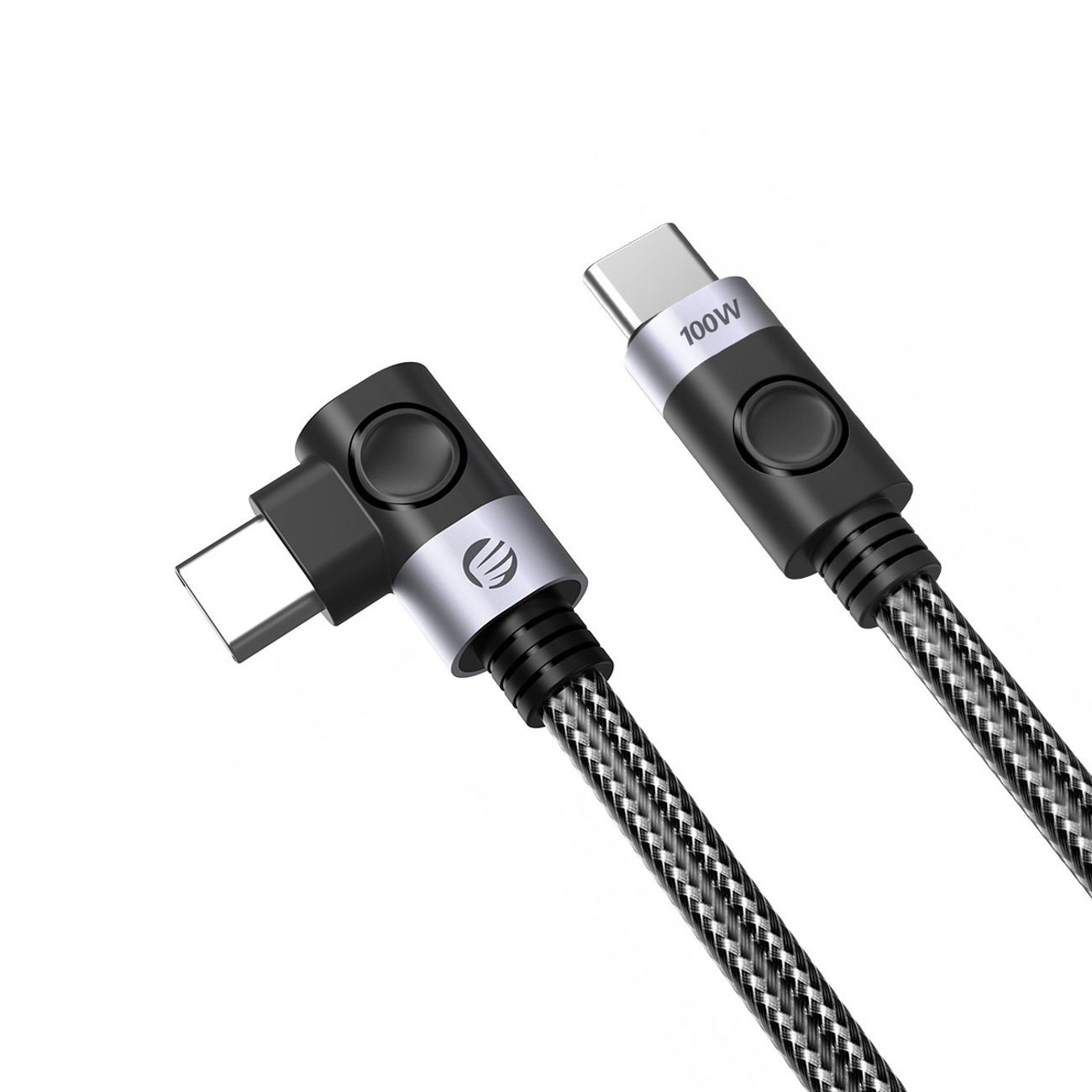 Orico C2C leņķa USB-C–USB-C PD, 100 W kabelis, 0,5 m – melns