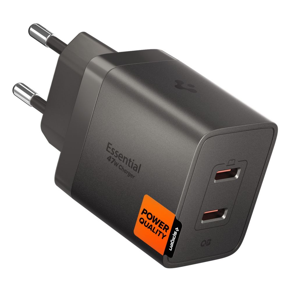 Spigen Essential EE472EU-GAN 2 portu 47 W sienas lādētājs – tumši pelēks