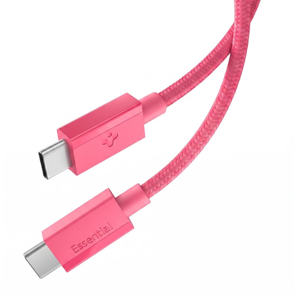Spigen Essential EB6015CC USB-C kabelis, 60 W, 100 cm – rozā