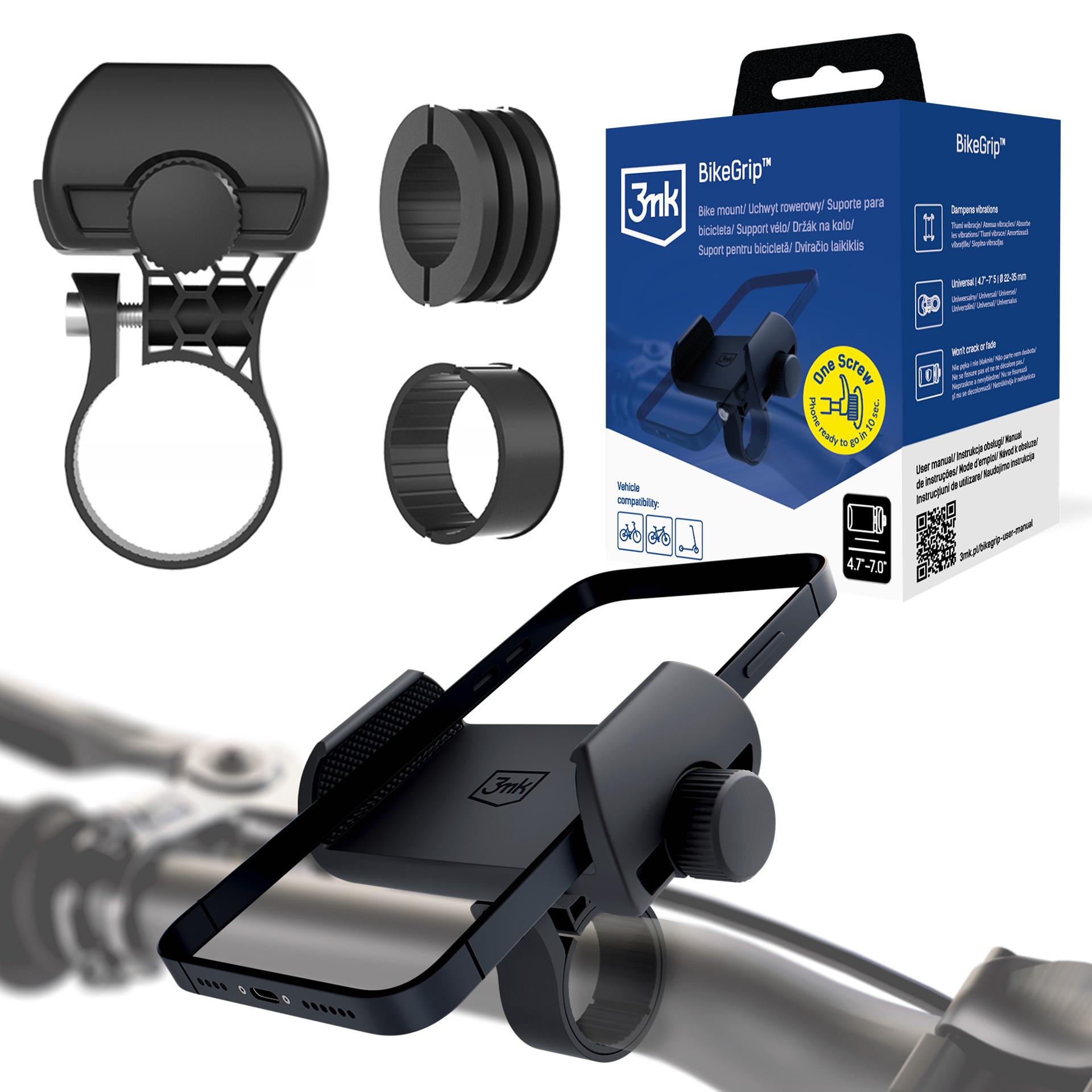 3mk BikeGrip Bike Phone Holder - Black