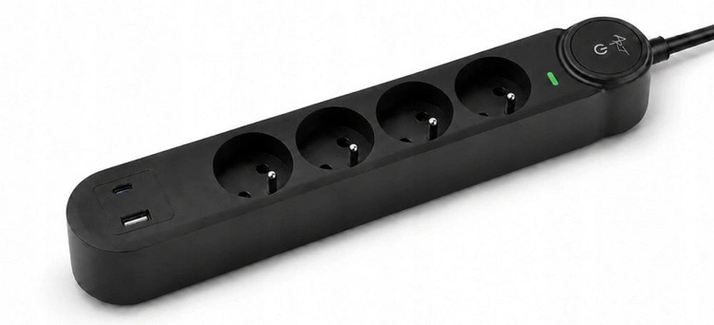 Pagarinātājs 4 kontaktligzdas + USB A + USB C Art FU915 3 m melns