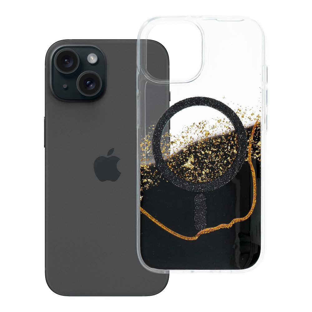 Golden maciņš ar MagSafe saderību iPhone 15, melns