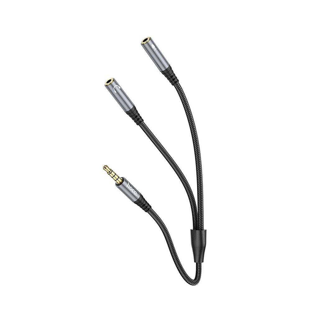 Kabel AUX 2w1 Jack 3,5 mm (męski) do 2 x Jack 3,5 mm (żeński) Hoco 0,25 m UPA21 pelēks (SC)