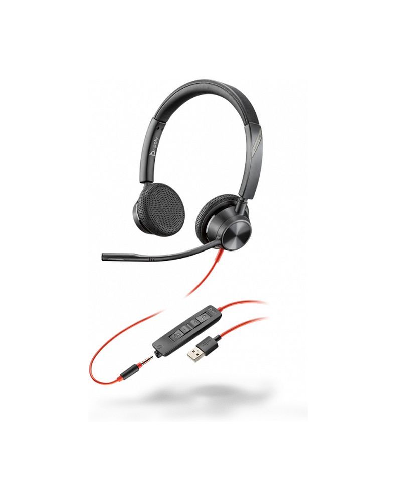 Vadu austiņas Jack 3,5 mm / USB A Poly Blackwire C3325 melnas