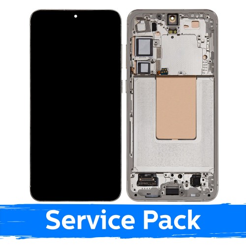 Ar Samsung S926 S24 Plus saderīgs LCD displejs ar rāmi / dzintara dzeltens / (servisa komplekts) +AR AKUMULATORU