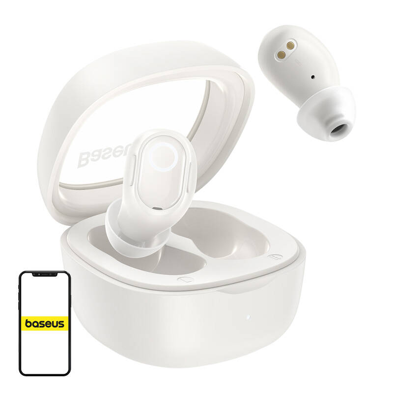 Bezvadu austiņas Baseus Bowie WM02 TWS, Bluetooth 5.0 (baltas) OS