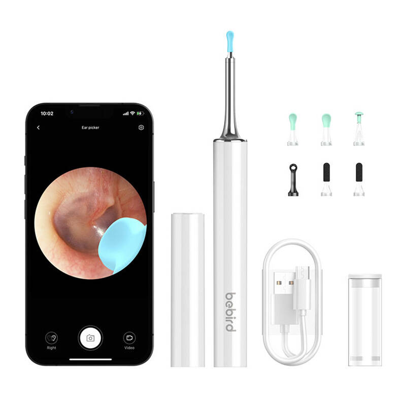 Viedā vizuālā ausu tīrīšanas ierīce Bebird T15 balta