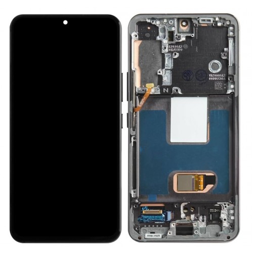 LCD Display Compatible With Samsung S901 S22 with Frame / Phantom Black (Graphite) / HQ