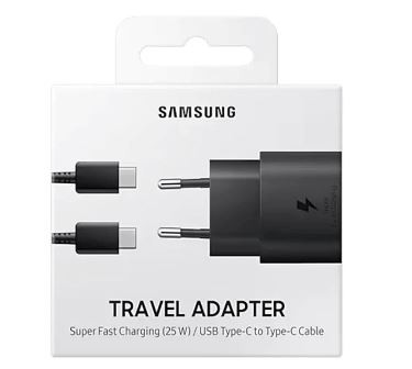 Lādētājs oriģināls Samsung Super Fast Charging (Type-C) EP-TA800XBEGWW (25W) melns + type-C kabelis kastē