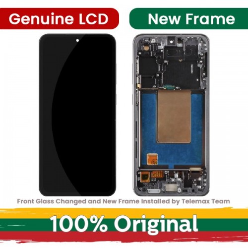 LCD ekrāns saderīgs Samsung S721 S24 FE ar rāmi / Pelēks (Zils / Piparmētru / Dzeltens) / (Atjaunots: Telemax)