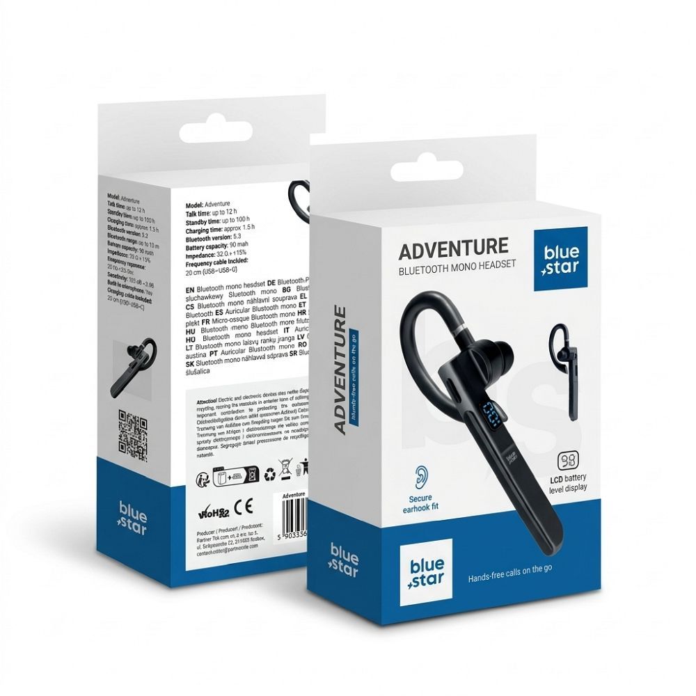 Wireless mono headset Blue Star Adventure black