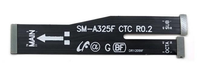 Elastīgais savienotājs Samsung A225 A22 4G 2021/A325 A32 4G 2021 pamatplates kabelis (SUB-OCTA) oriģināls (used Grade A)