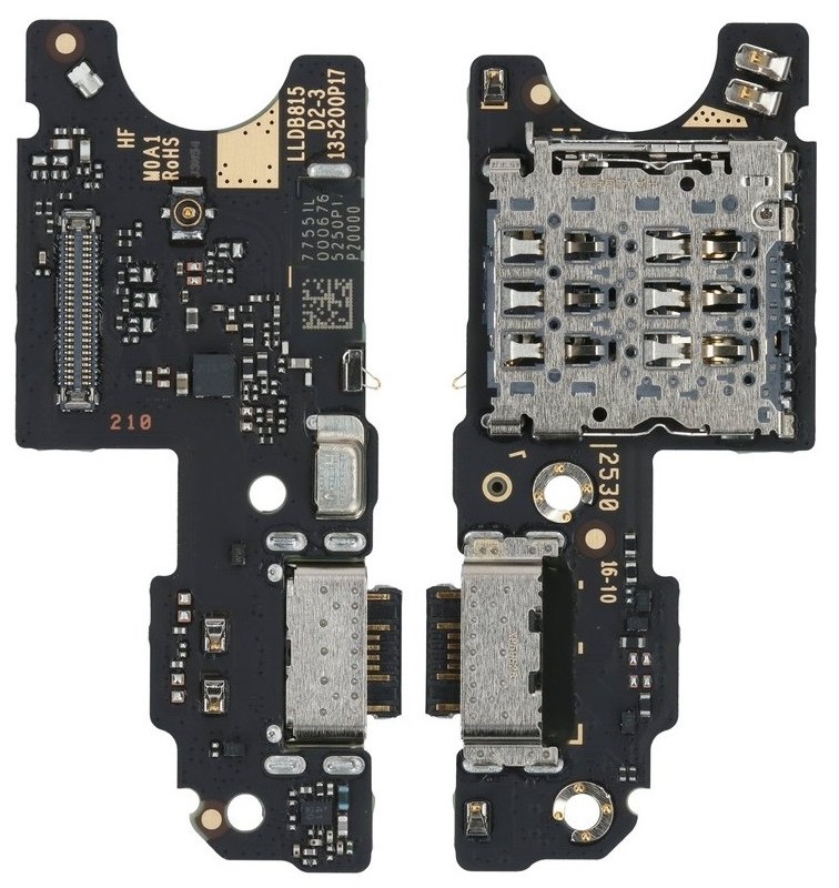 Elastīgais savienotājs Xiaomi Redmi Note 15 5G/Poco M8 5G ar uzlādes savienotāju un mikrofonu, SIM kartes kontaktu oriģināls (service pack)