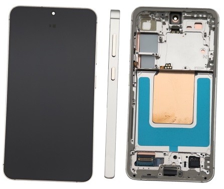 LCD ekrāns Samsung S921 S24 ar skārienekrānu un rāmi Marble Grey oriģināls (saliktais service pack)