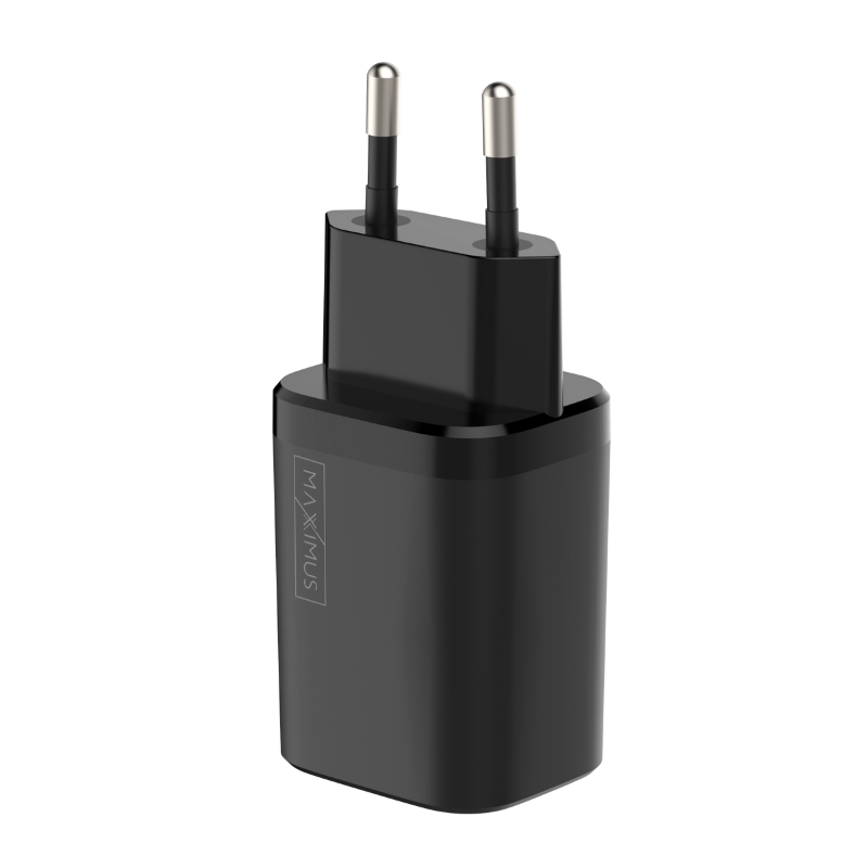 Sienas lādētājs MX CARBON 30W PD+QC USB-A+C melns
