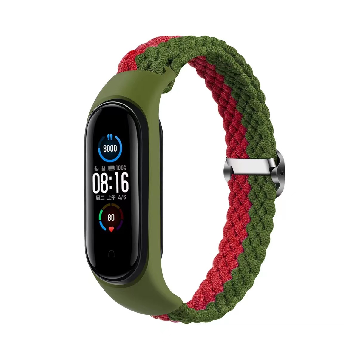ПЛЕТЕНЫЙ РЕМЕШОК SMART BAND M3/M4/M5/M6 ЗЕЛЕНО-КРАСНЫЙ