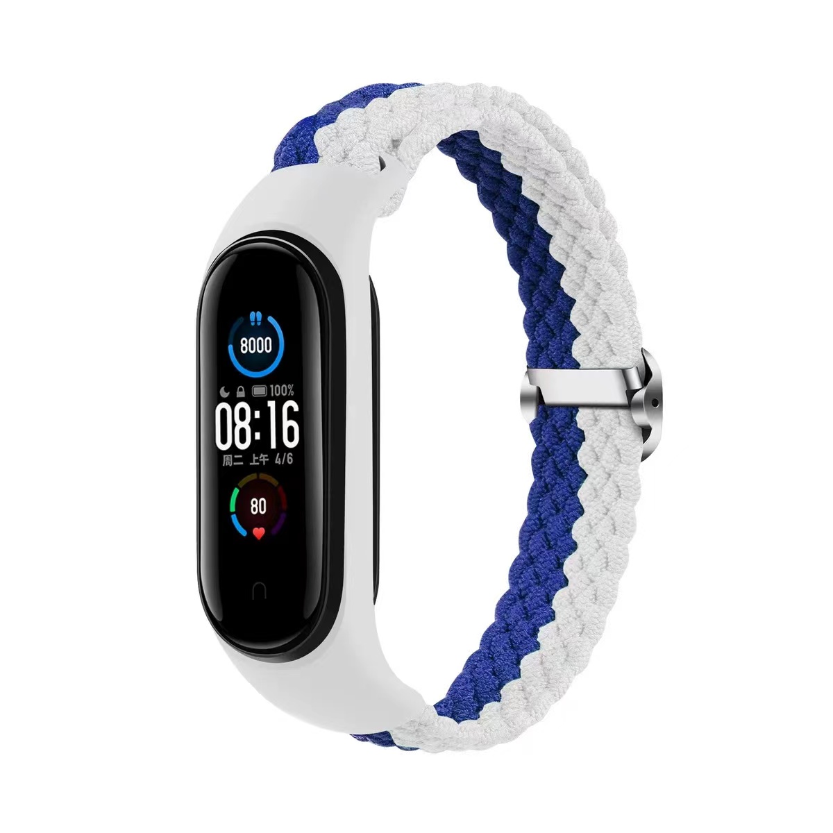 Плетеный ремешок Smart Band M3/M4/M5/M6 бело-синий