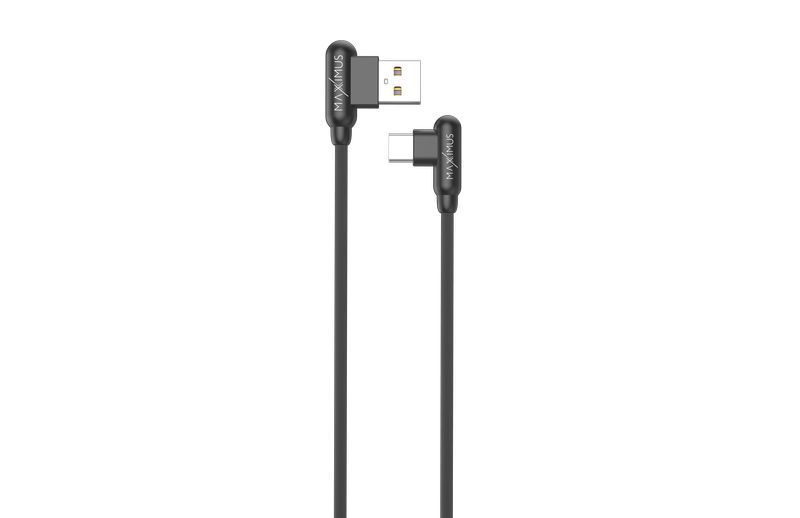 Kabelis MX CORNER ātrās uzlādes Type-C 2.4A/1M/melns leņķa