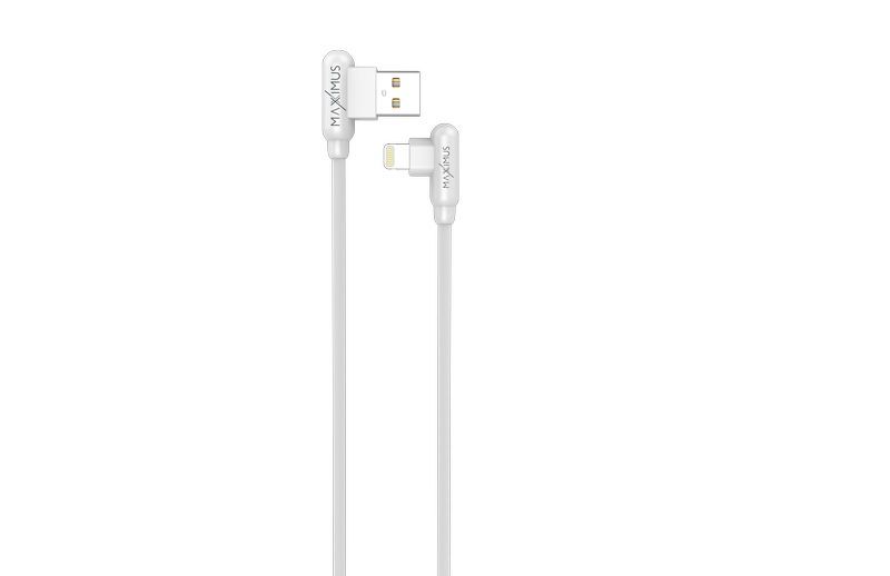 Kabelis MX CORNER ātrās uzlādes Lightning 2.4A/1M, balts leņķa