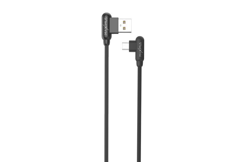 Kabelis MX CORNER ātrās uzlādes Micro USB 2.4A/1M/ melns leņķa