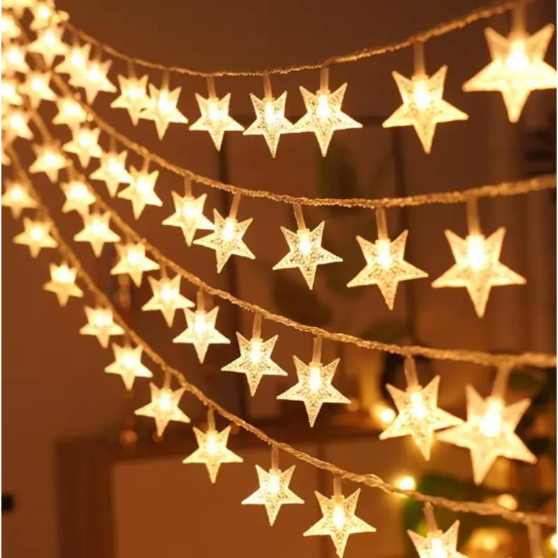 LED virtene 10M (80 LED spuldzītes) USB zvaigznes, silti balta