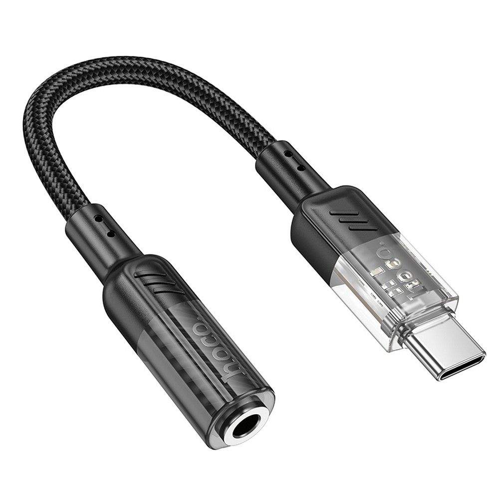 adapteris AUX USB C do Jack 3,5 mm Hoco 0,15 m LS37 transparentny melns