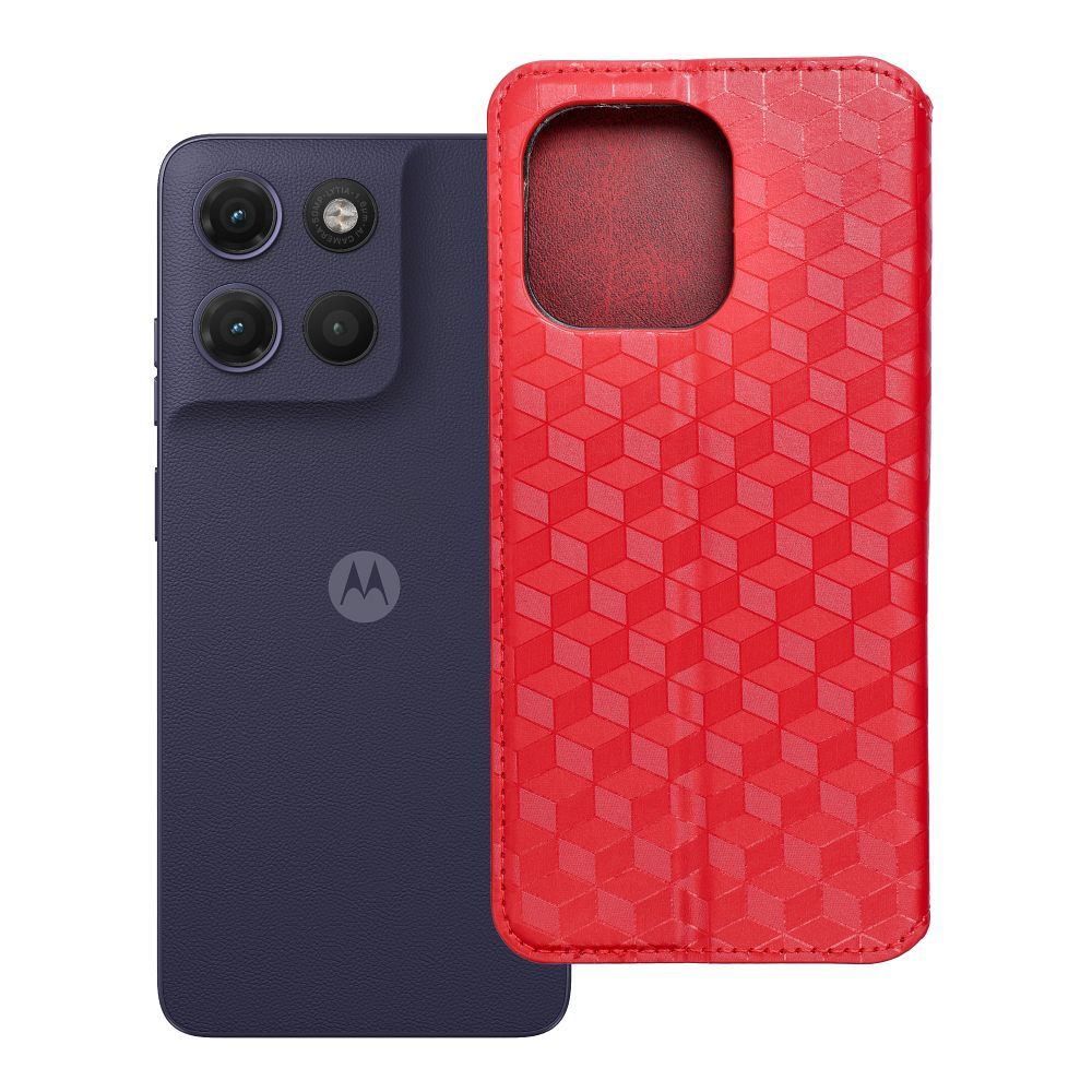 Atlokāmais maciņš Motorola G17 Cubic Book, sarkans