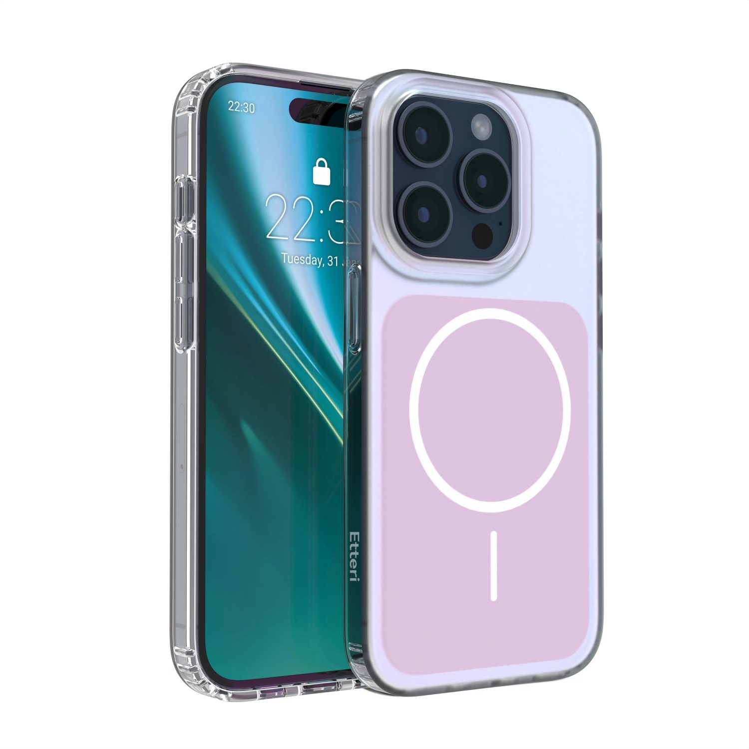 Etteri Hidden Pearl case for iPhone 15 Pro 6,1" pink