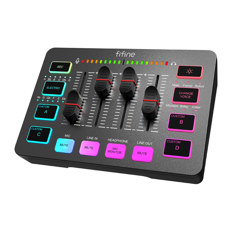 Fifine SC3 audio mikseris (melns)