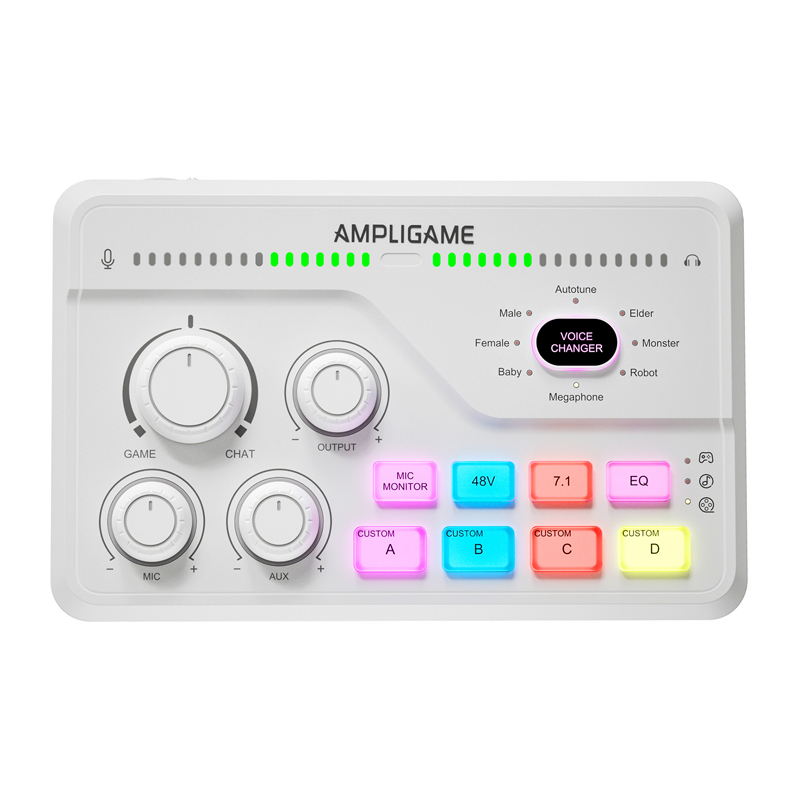 Fifine SC8W RGB spēļu mikseris (balts)