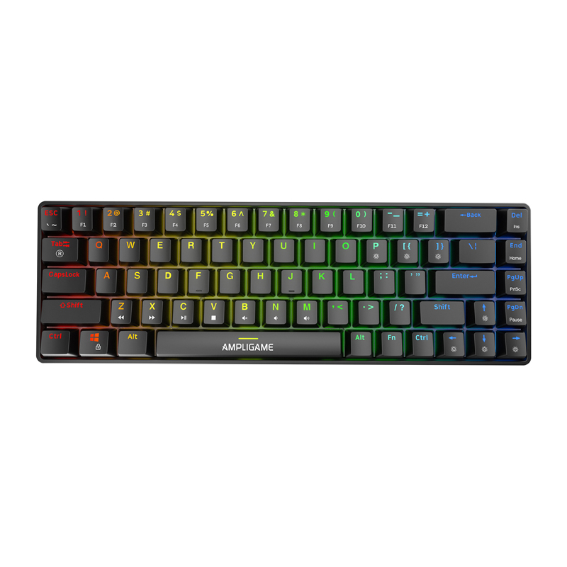 Fifine GK1 mehāniskā klaviatūra, 65% RGB (melna)