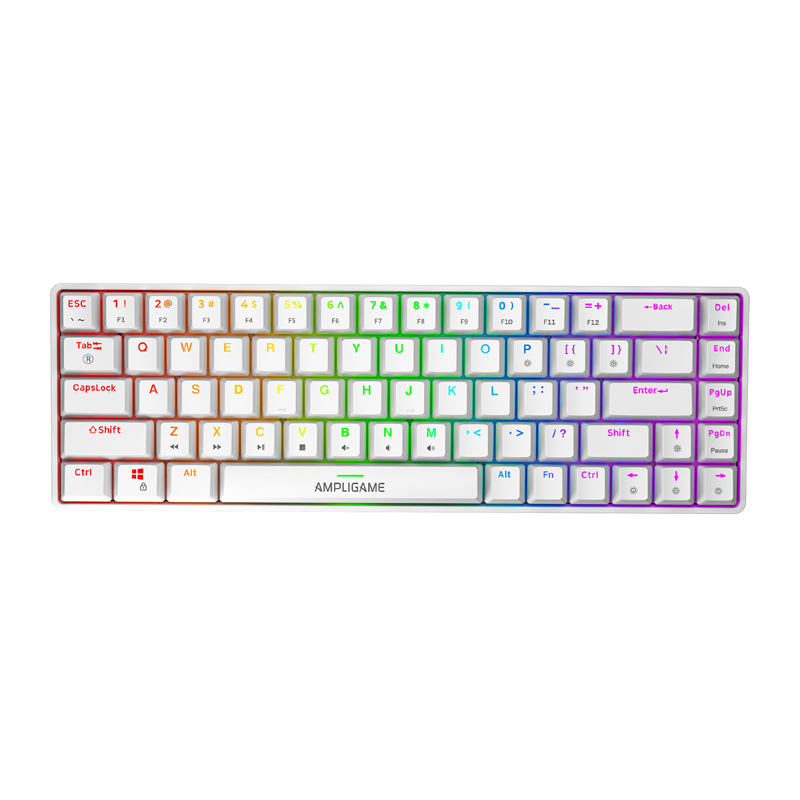 Fifine GK1W mehāniskā klaviatūra, 65% RGB (balta)