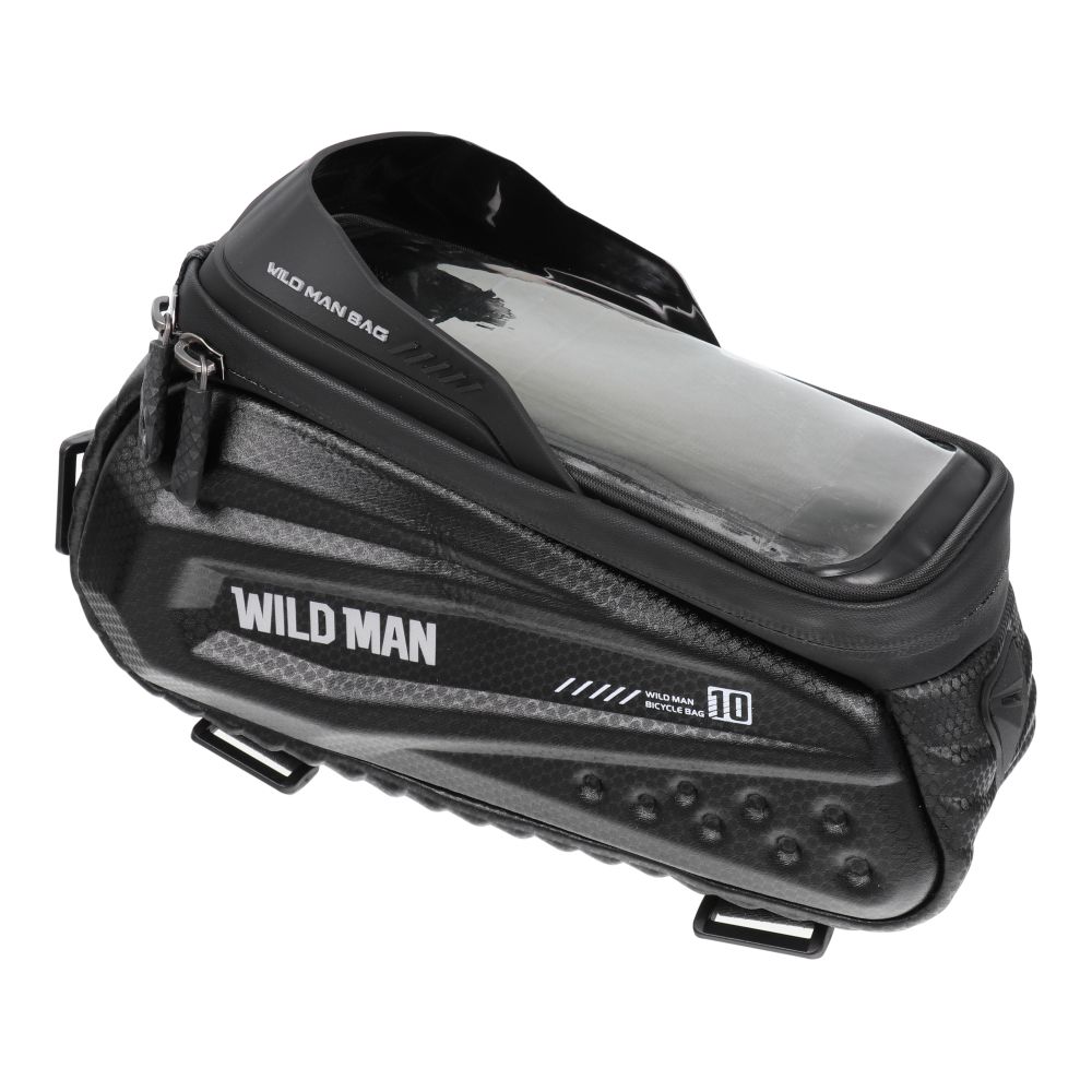 WILDMAN ceļojumu soma velosipēda rāmim ar rāvējslēdzēju, 1,2L (4 "- 7"), ES10, melna