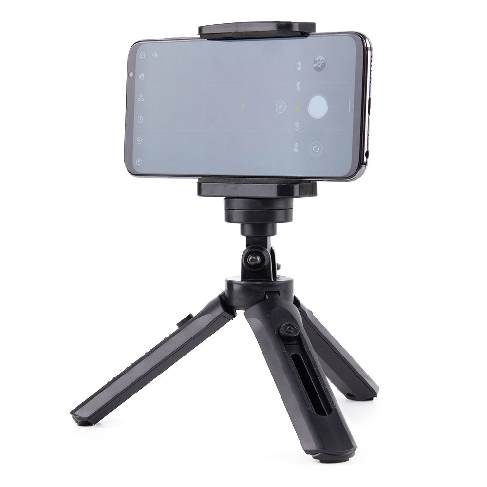 Mini statīva selfiju nūjas turētājs telefonam, kamerai un GoPro, 16-21 cm - melns