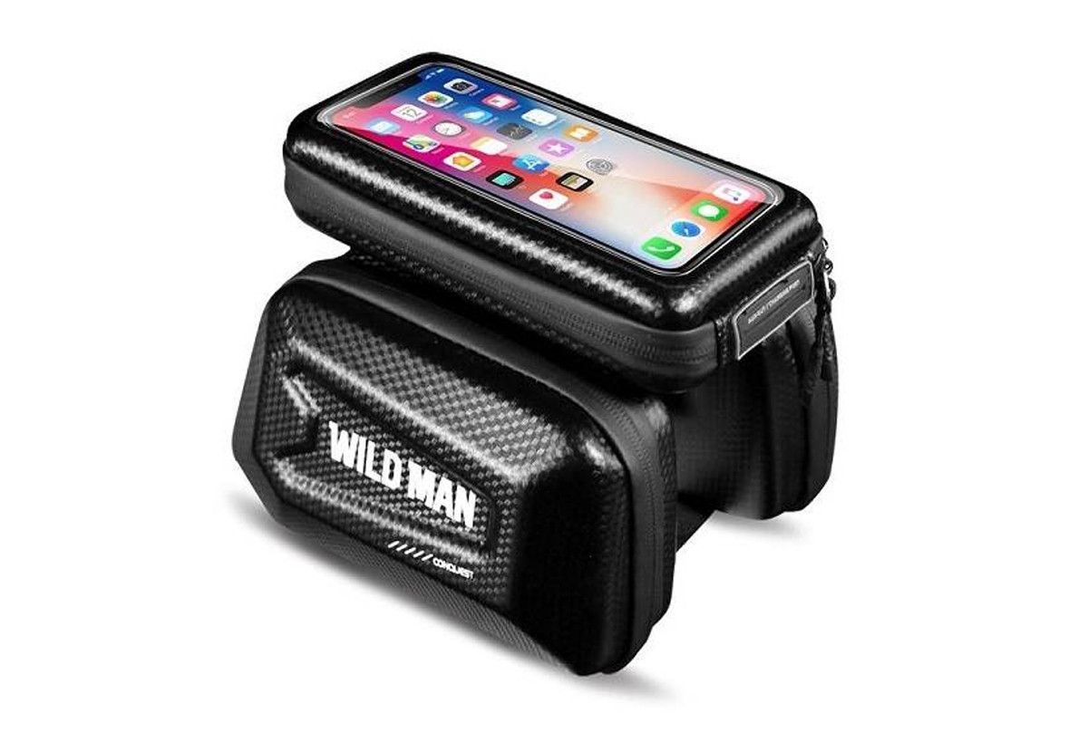 WILDMAN ceļojumu soma velosipēda rāmim ar rāvējslēdzēju, 1,2L (4"-7"), E6S, melna