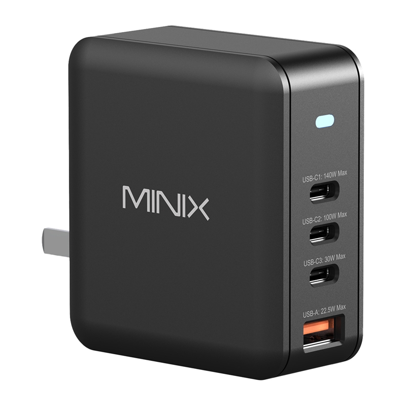 Minix P165 GaN sienas lādētājs ar 3x USB-C un 1x USB-A portiem