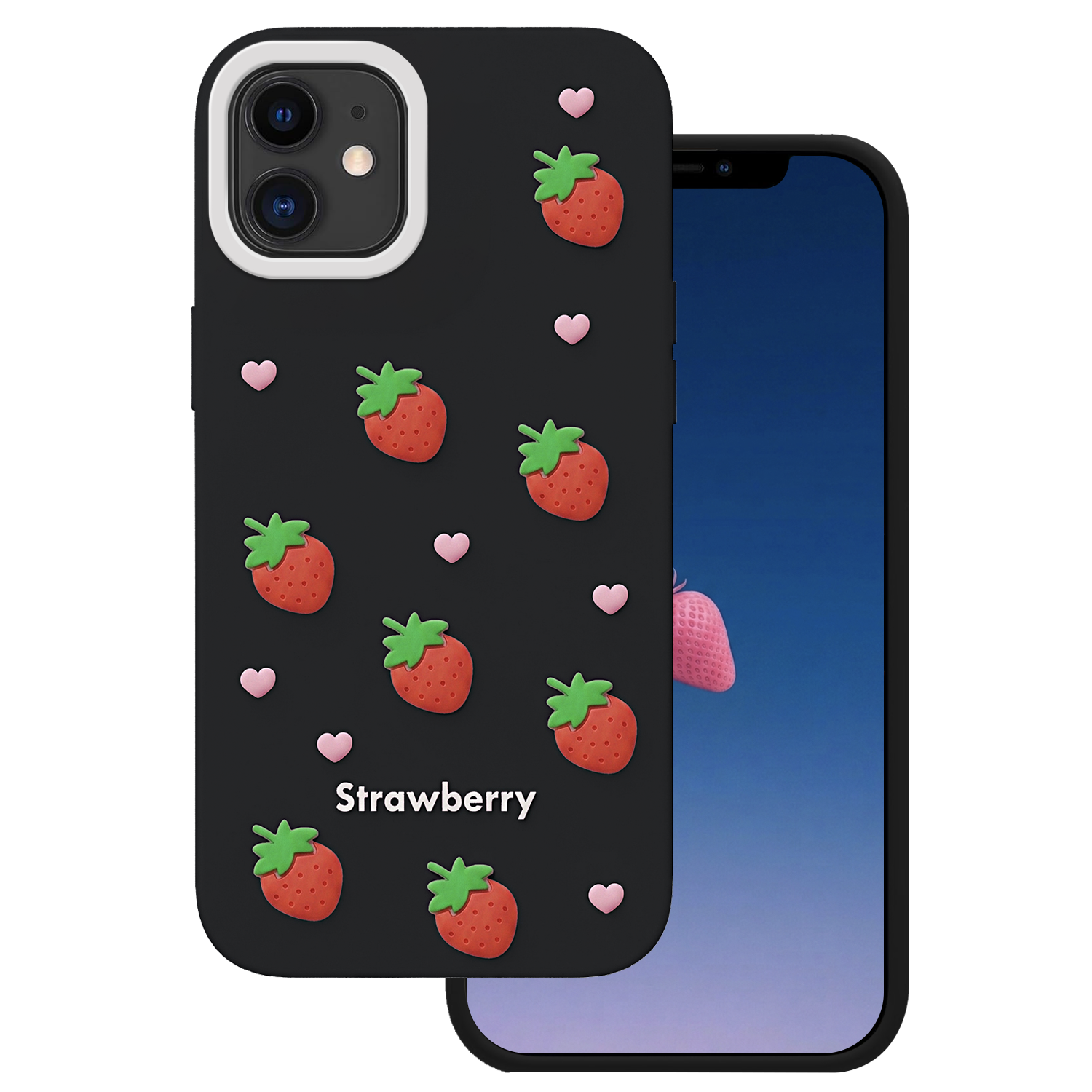Zemeņu maciņš iPhone 11 melns