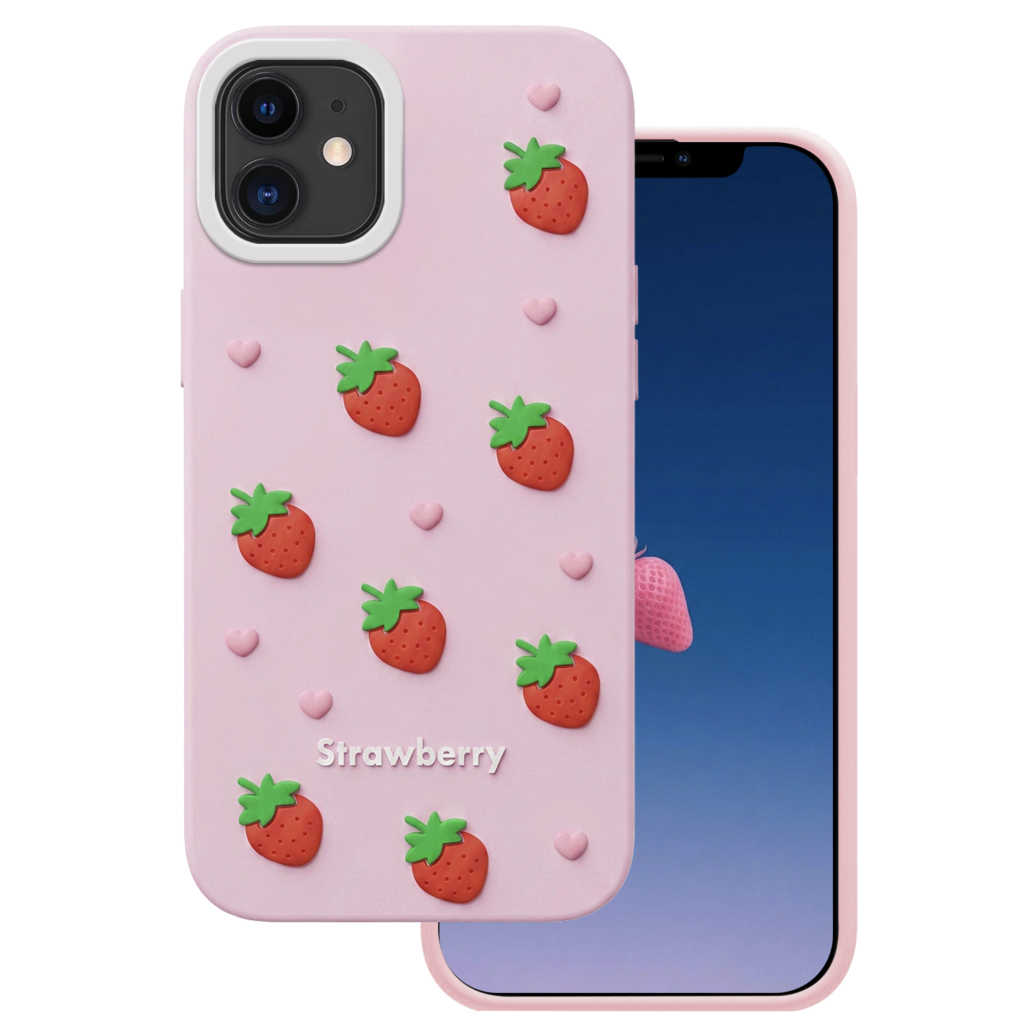 Zemeņu maciņš iPhone 11 rozā