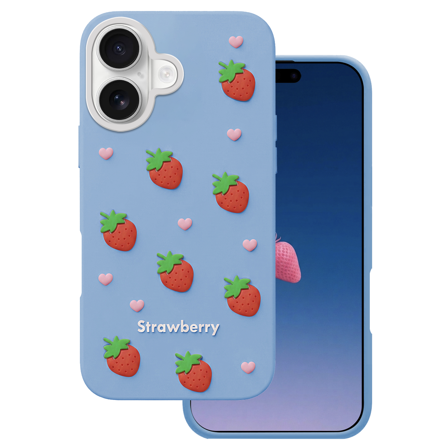 Zemeņu maciņš iPhone 16 6,1" zils