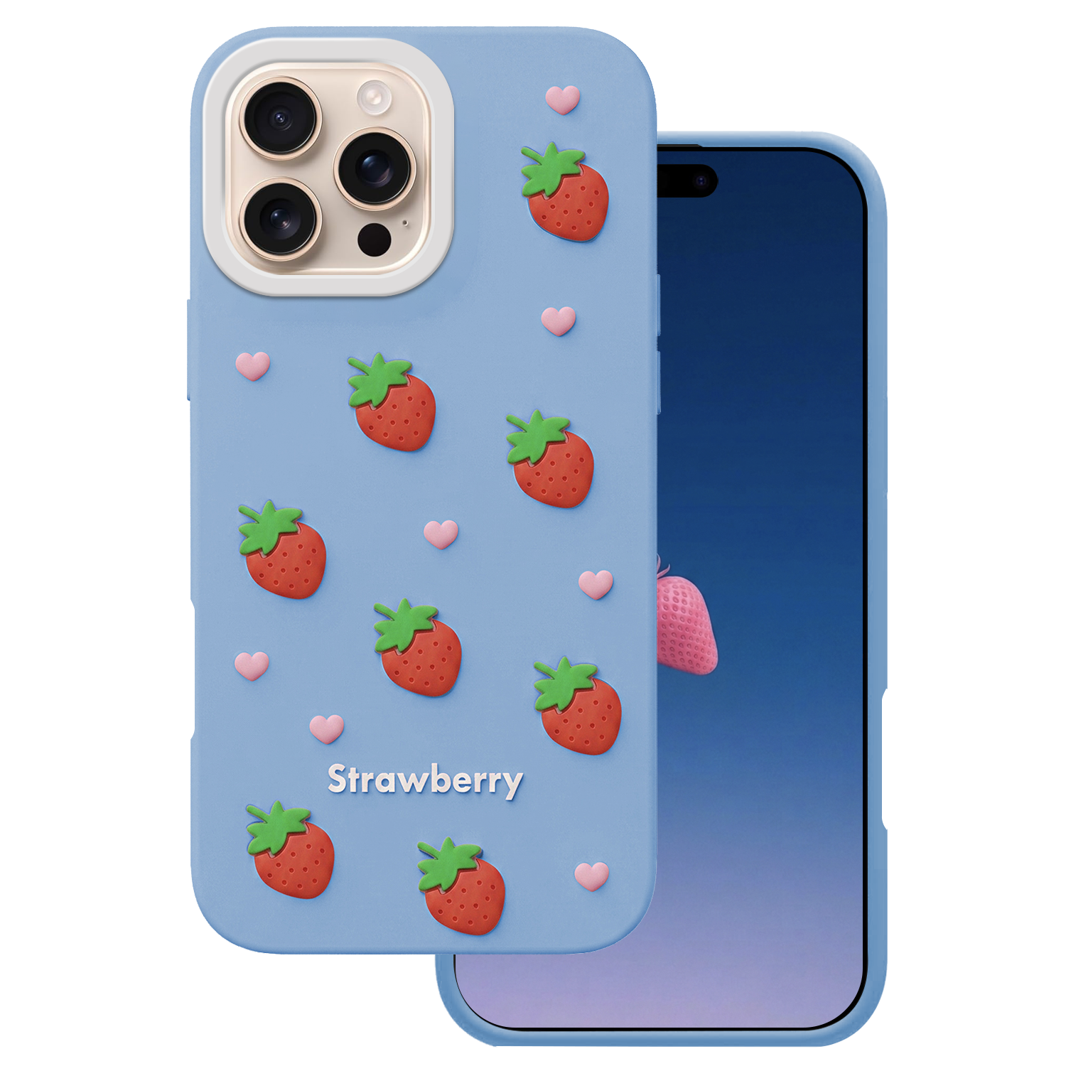 Zemeņu maciņš iPhone 16 Pro 6,3" zils