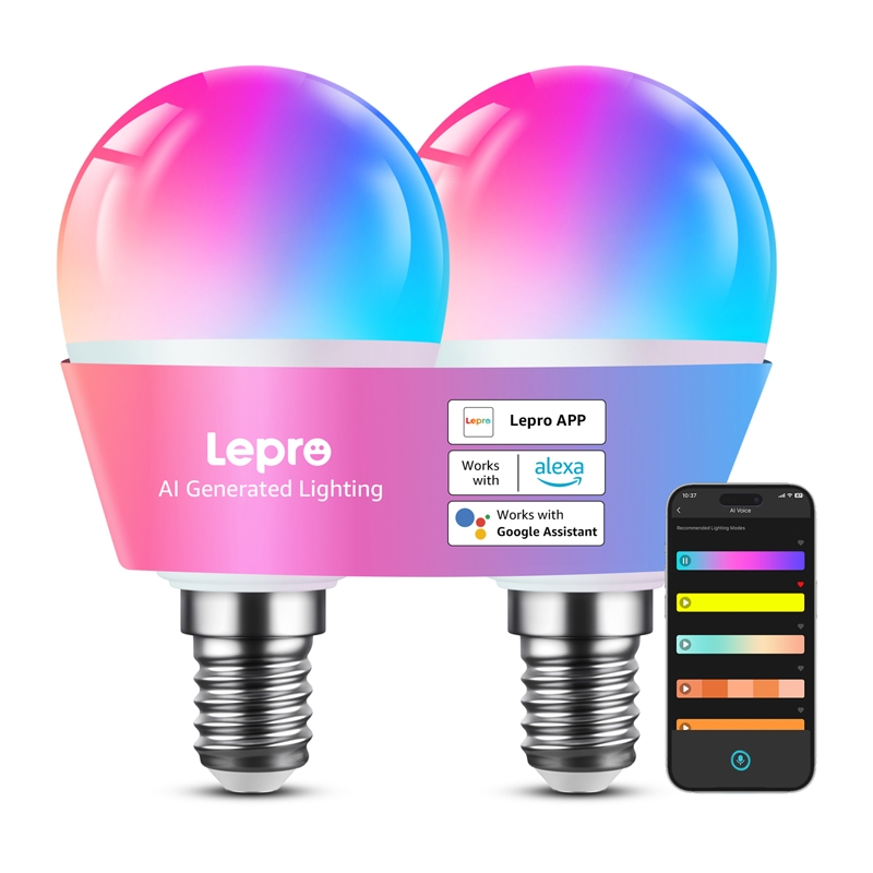 LED-лампочка LEPRO BP1-2 E14 с Bluetooth и Wi-Fi, 470 lm, 2 шт.