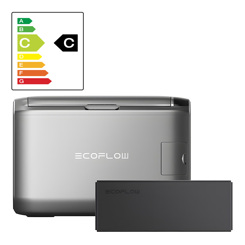 Komplekts: EcoFlow Glacier 55L portatīvais ledusskapis + 298Wh baterija.