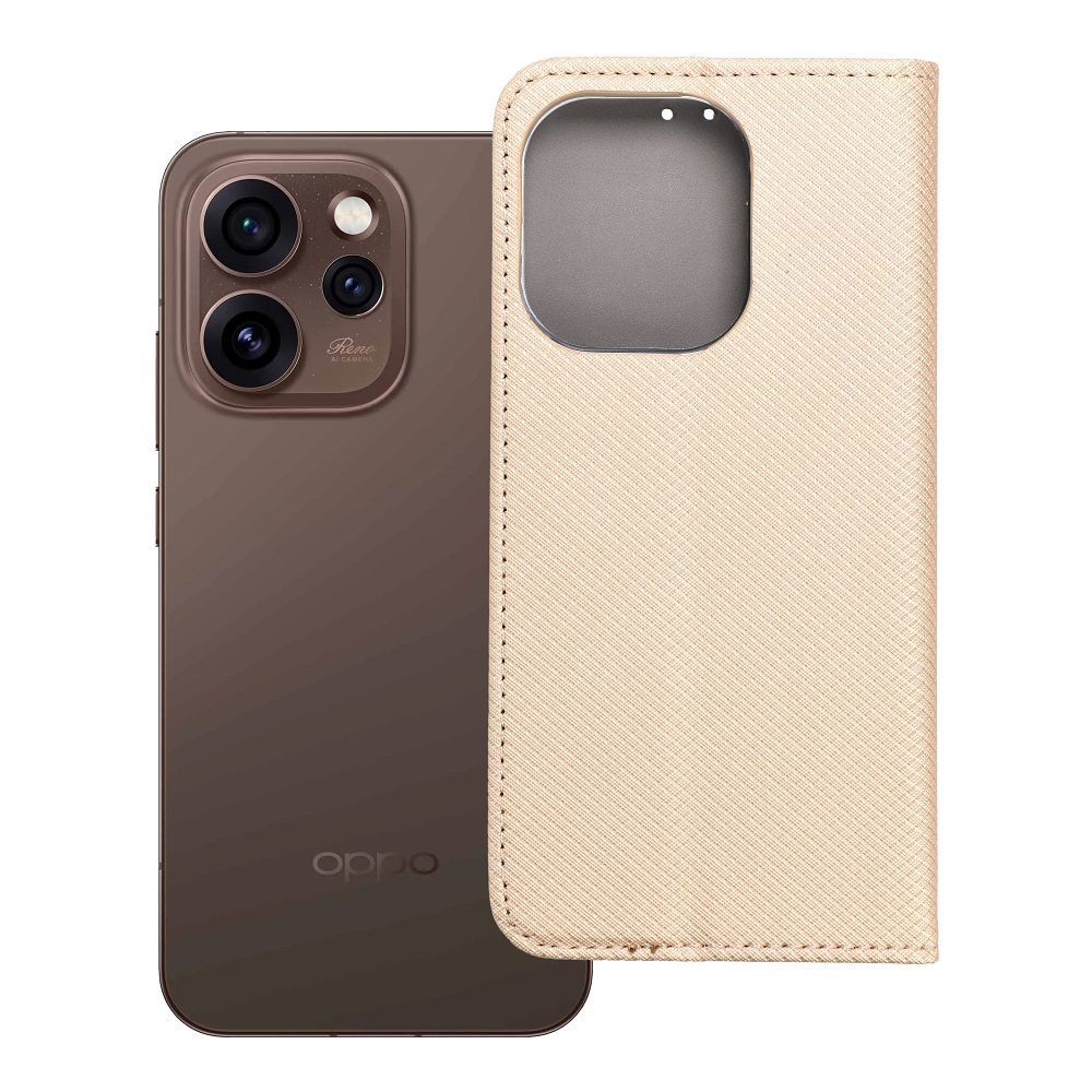 Atlokāms maciņš Oppo Reno 15 PRO 5G Smart Case Book zeltains