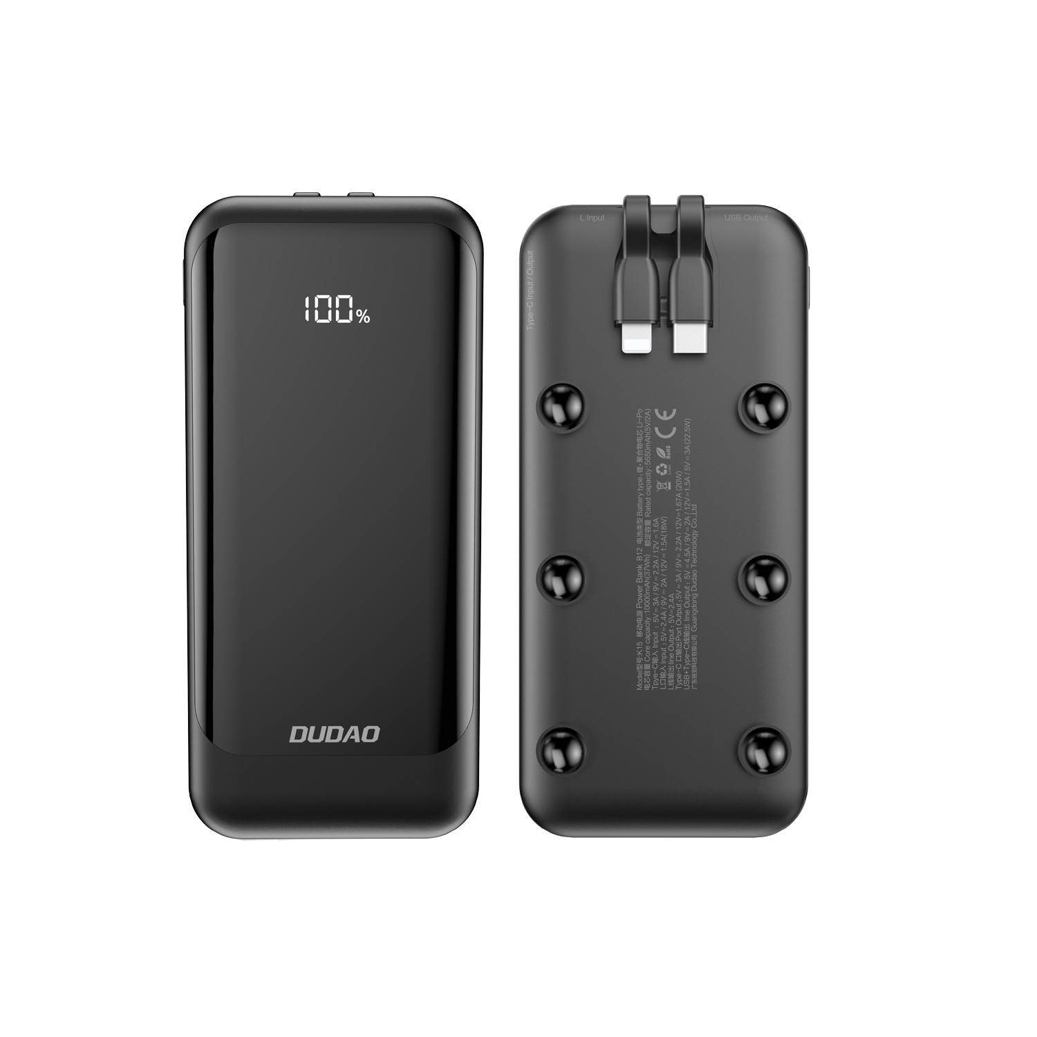 Ārējais akumulators Dudao K15 22.5W 10000mAh melns