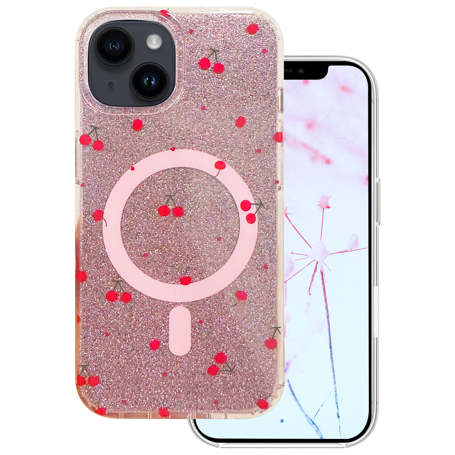 Cherry Mag maciņš paredzēts iPhone 13 / 14 6,1" ar spīdumiem