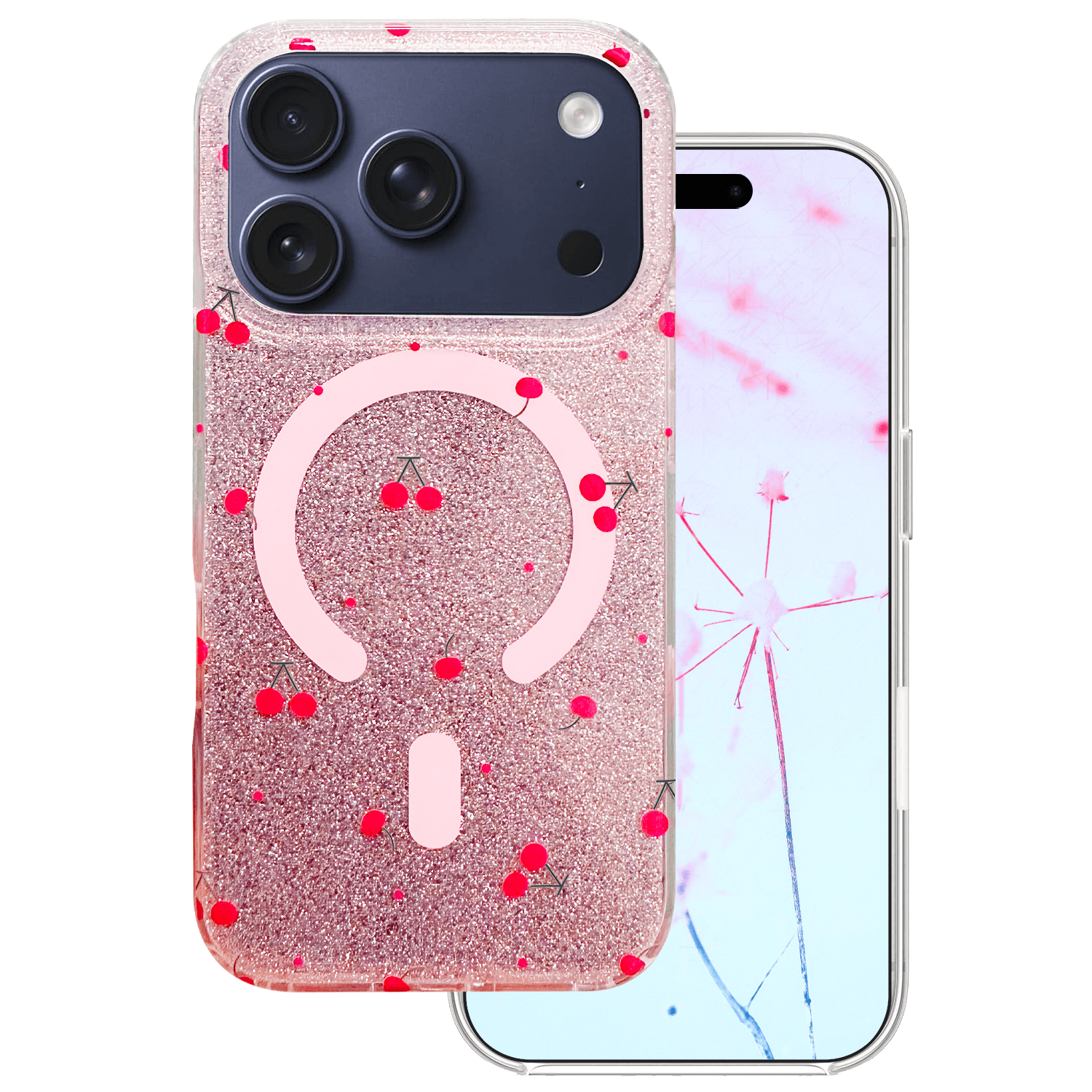 Cherry Mag case for iPhone 17 Pro / 18 Pro 6,3'' glitter